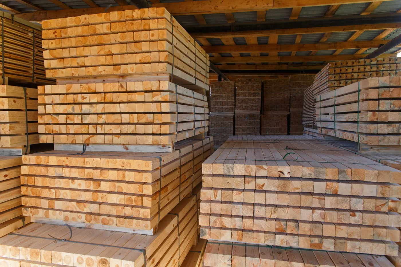 Spruce sawn timber packs