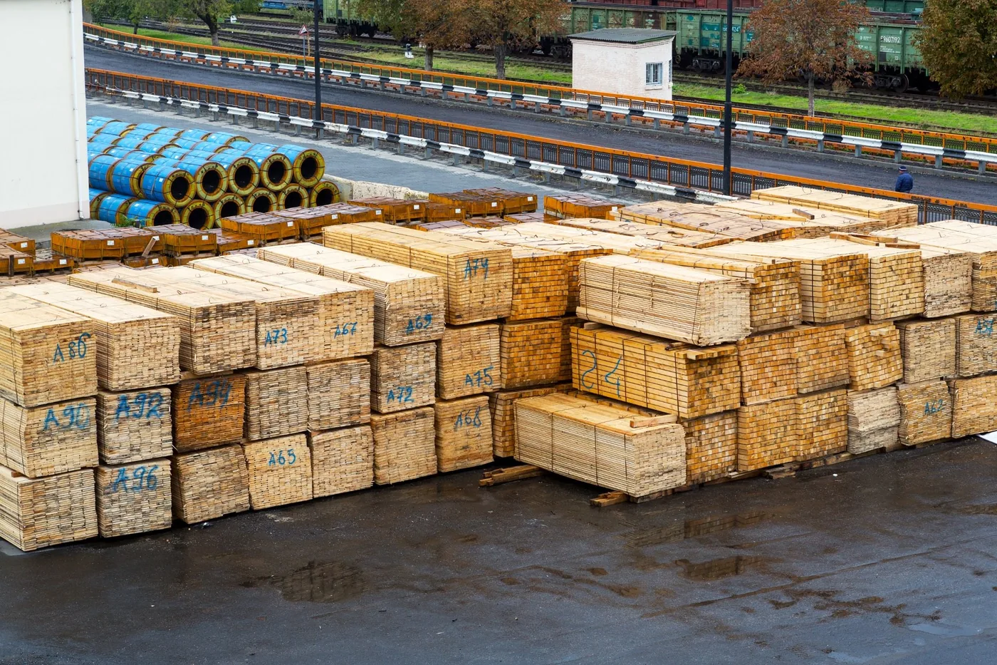 Wholesale timber packs in a commercial yard