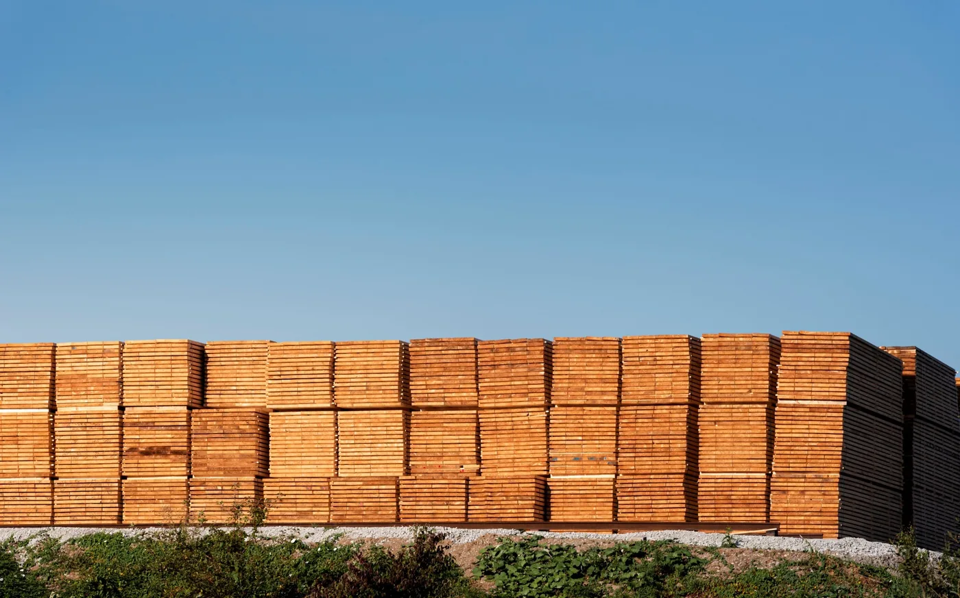 Commercial timber packs prepared for trade